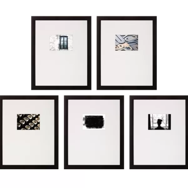 Gallery Wall Frames-Kirkland's Home Offset Mat 5X7 5-Pc. Gallery Wall Frame Set Black