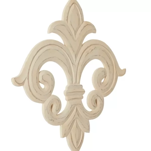 Wall Plaques-Kirkland's Home Off-White Distressed Fleur De Lis Wall Decoration Ivory