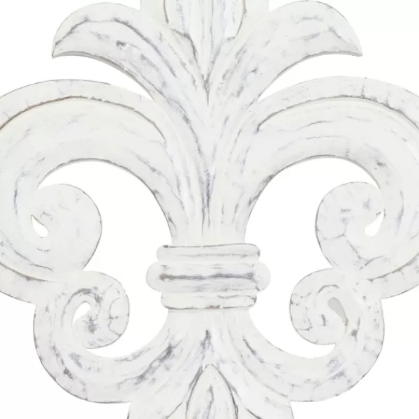 Wall Plaques-Kirkland's Home Off-White Distressed Fleur De Lis Wall Decoration Ivory