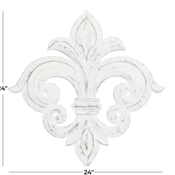 Wall Plaques-Kirkland's Home Off-White Distressed Fleur De Lis Wall Decoration Ivory