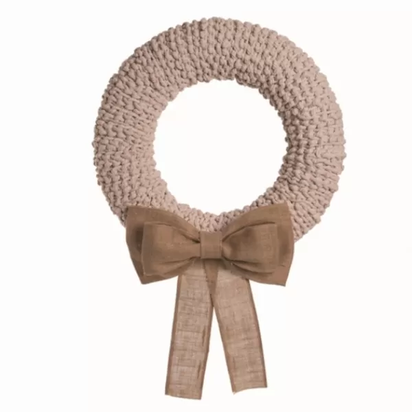 Wreaths-Kirkland's Home Off-White Foam Textured Wreath With Burlap Bow Ivory/White