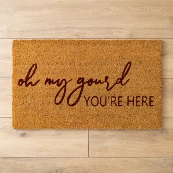 Doormats-Kirkland's Home Oh My Gourd You'Re Here Coir Harvest Welcome Mat Tan/Red