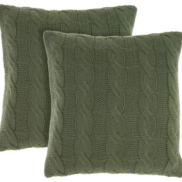 Pillows-Kirkland's Home Olive Cable Knit Throw Pillows, Set Of 2 Green