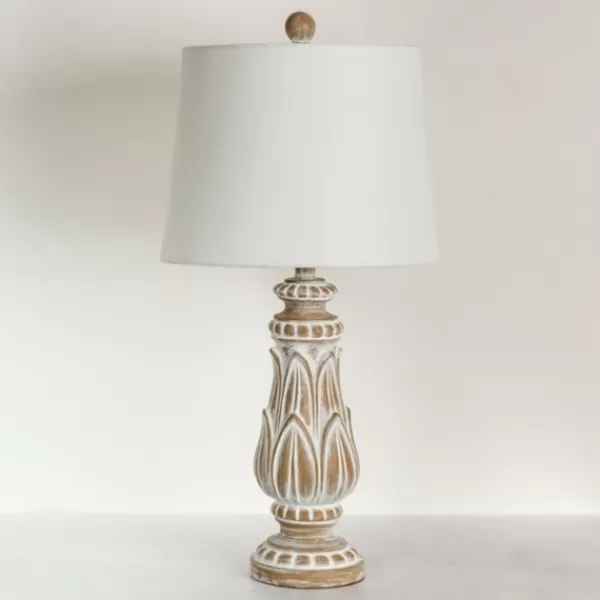 Table Lamps-Kirkland's Home Olivia Wash Carved Table Lamp White