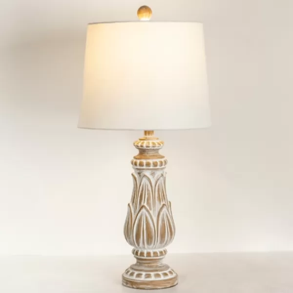 Table Lamps-Kirkland's Home Olivia Wash Carved Table Lamp White