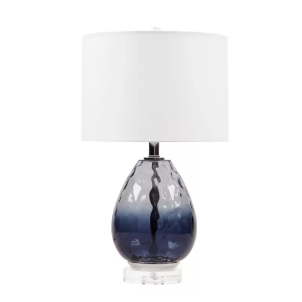Table Lamps-Kirkland's Home Ombre Blue Glass Teardrop Table Lamp White