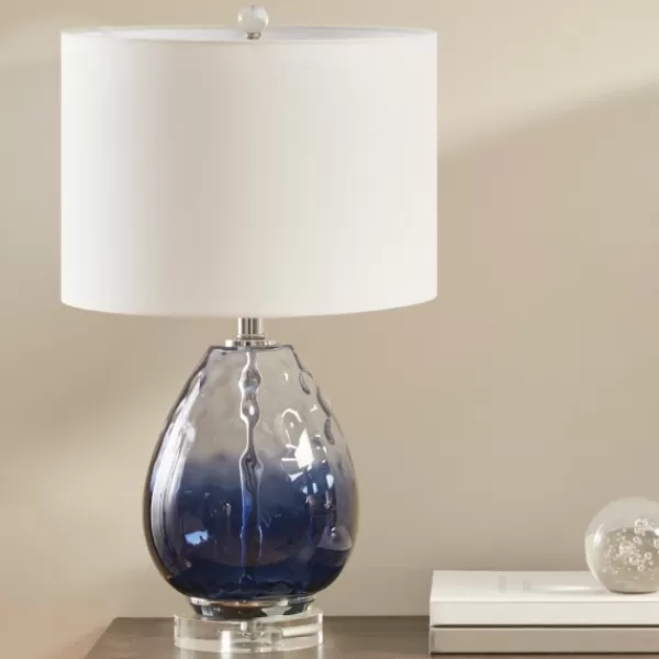 Table Lamps-Kirkland's Home Ombre Blue Glass Teardrop Table Lamp White