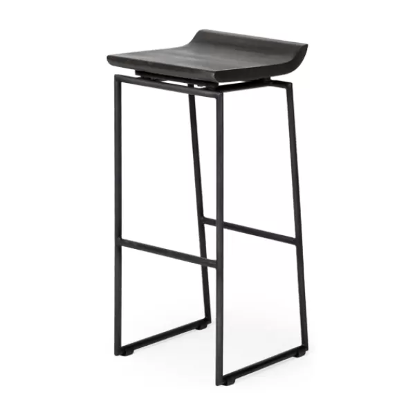 Bar Stools & Counter Height Stools-Kirkland's Home Onyx Modern Metal Curve Seat Bar Stool Black