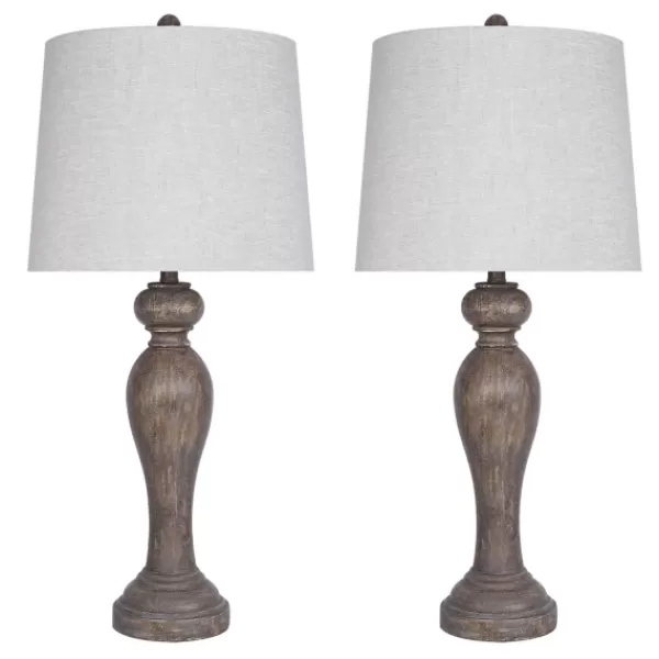 Table Lamps-Kirkland's Home Opal Rustic Wood Table Lamps, Set Of 2 Gray