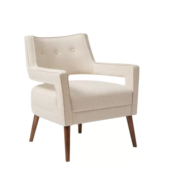 Accent Chairs-Kirkland's Home Open Back Mid-Century Modern Nicoli Armchair Ivory