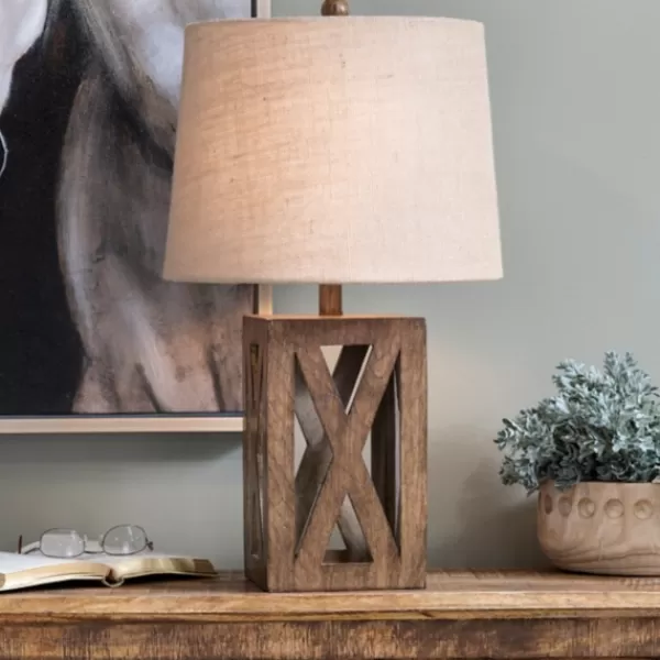 Table Lamps-Kirkland's Home Open Block Table Lamp Tan