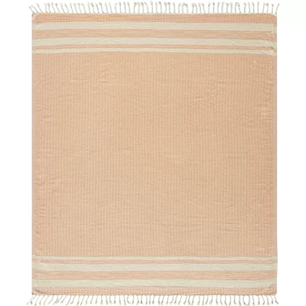 Blankets & Throws-Kirkland's Home Orange And White Stripes Cotton Throw Orange/White