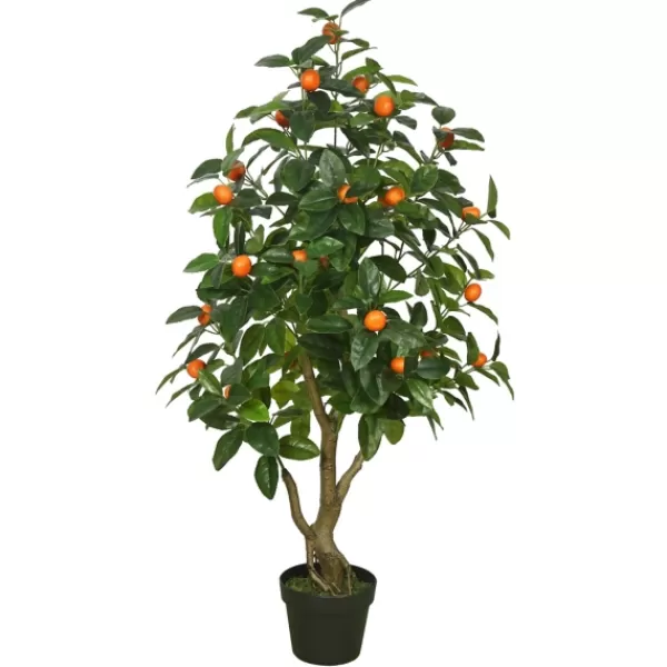 Trees & Topiaries-Kirkland's Home Orange Tree In Black Planter, 48 In.