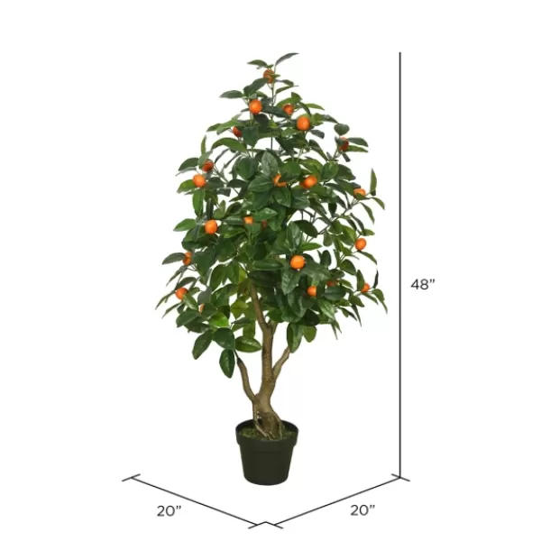 Trees & Topiaries-Kirkland's Home Orange Tree In Black Planter, 48 In.