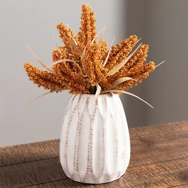 Arrangements & Greenery-Kirkland's Home Orange Wheat Arrangement In White Vase Ivory/Orange
