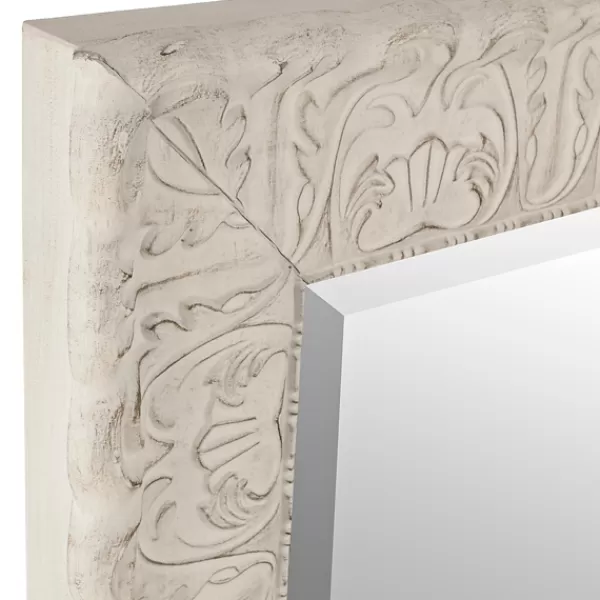 Framed Mirrors-Kirkland's Home Ornate Distressed Cream Mirror, 28.75X34.75 In.