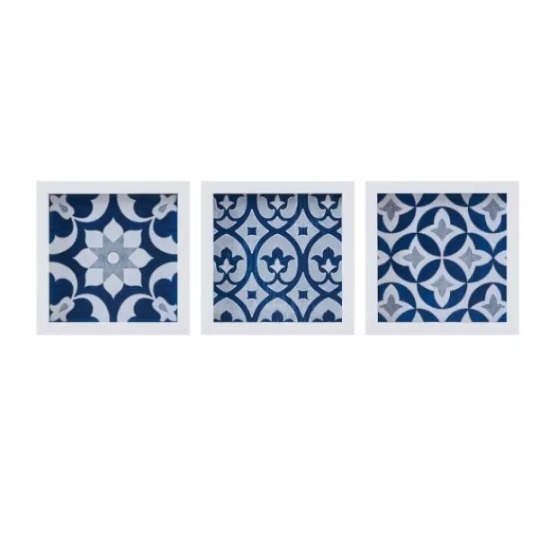 Wall Plaques-Kirkland's Home Ornos Medallion Tiles Wall Plaques, Set Of 3 Blue