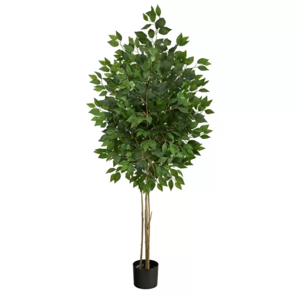 Trees & Topiaries-Kirkland's Home Outdoor Bright Green Ficus Tree, 64 In.