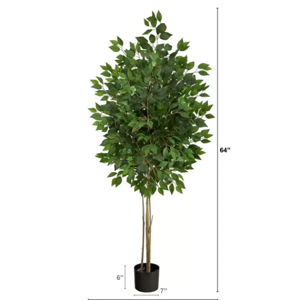 Trees & Topiaries-Kirkland's Home Outdoor Bright Green Ficus Tree, 64 In.