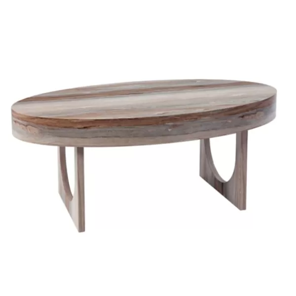 Coffee Tables-Kirkland's Home Oval Marbled Wood Coffee Table Brown