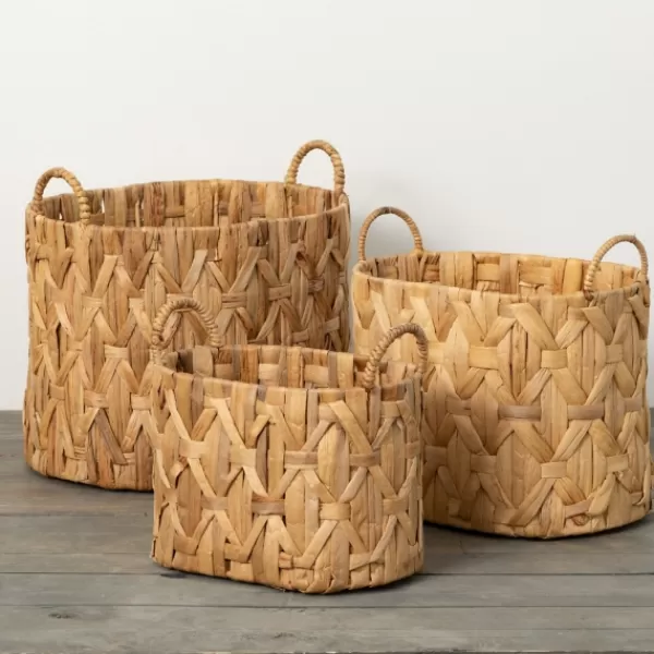 Baskets & Boxes-Kirkland's Home Oval Natural Woven Baskets, Set Of 3 Tan