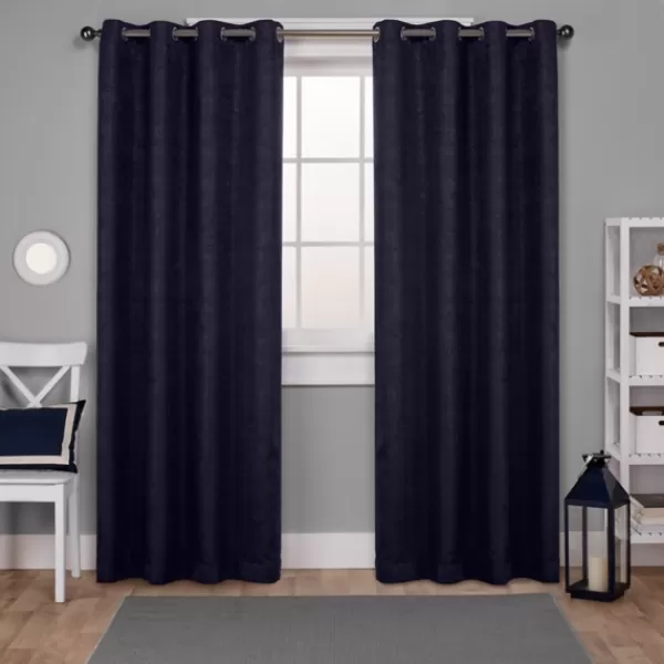 Curtains & Drapes-Kirkland's Home Oxford Navy Thermal Curtain Panel Set, 96 In. Blue