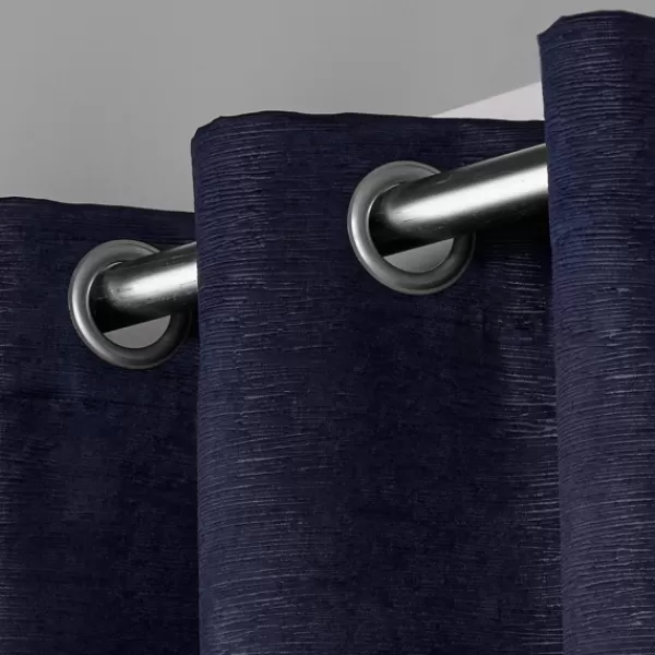 Curtains & Drapes-Kirkland's Home Oxford Navy Thermal Curtain Panel Set, 96 In. Blue