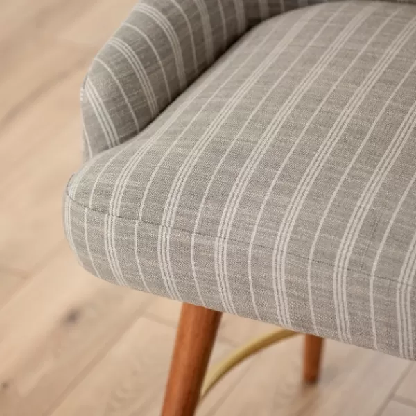 Bar Stools & Counter Height Stools-Kirkland's Home Paige Swivel Stripe Counter Stool Gray