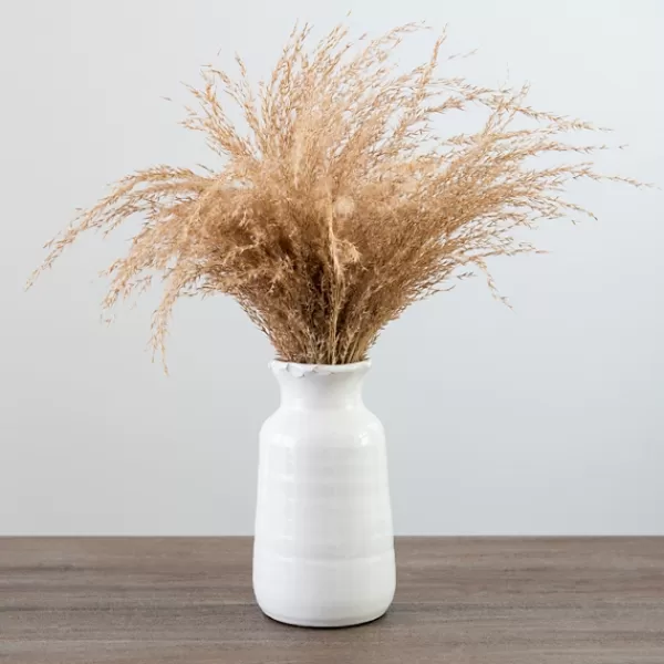 Arrangements & Greenery-Kirkland's Home Pampas Grass Bouquet In White Ceramic Vase Tan/White