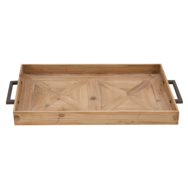 Decorative Trays-Kirkland's Home Parquet Fir Wood Decorative Tray Tan