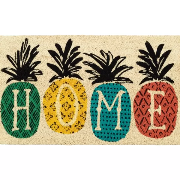 Doormats-Kirkland's Home Patterned Pineapples Home Coir Doormat Ivory/Black/Multi