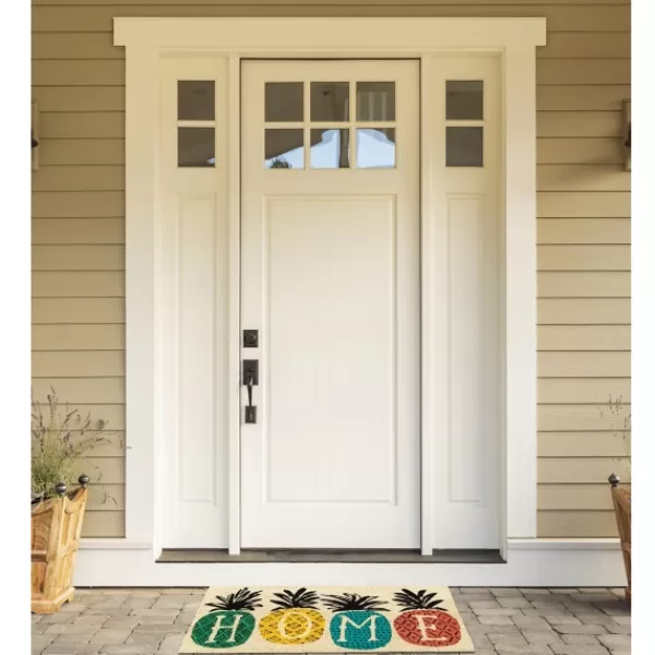 Doormats-Kirkland's Home Patterned Pineapples Home Coir Doormat Ivory/Black/Multi