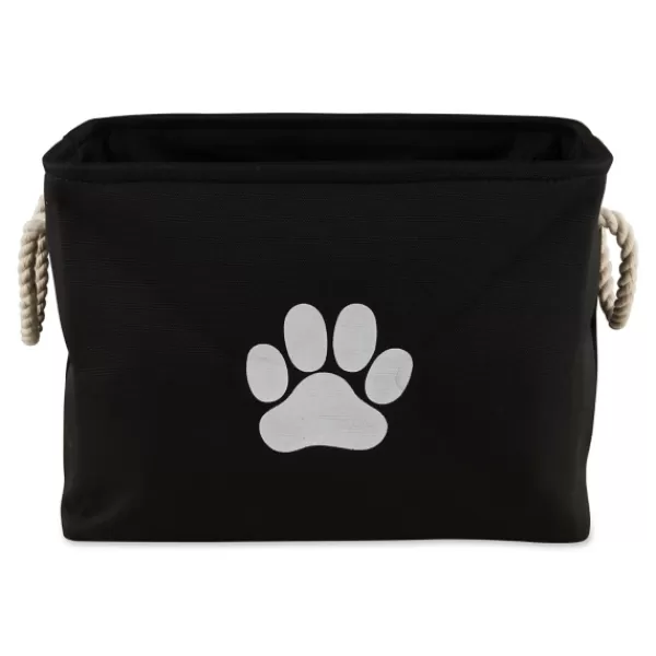 Baskets & Boxes-Kirkland's Home Paw Print Rectangle Pet Basket Black