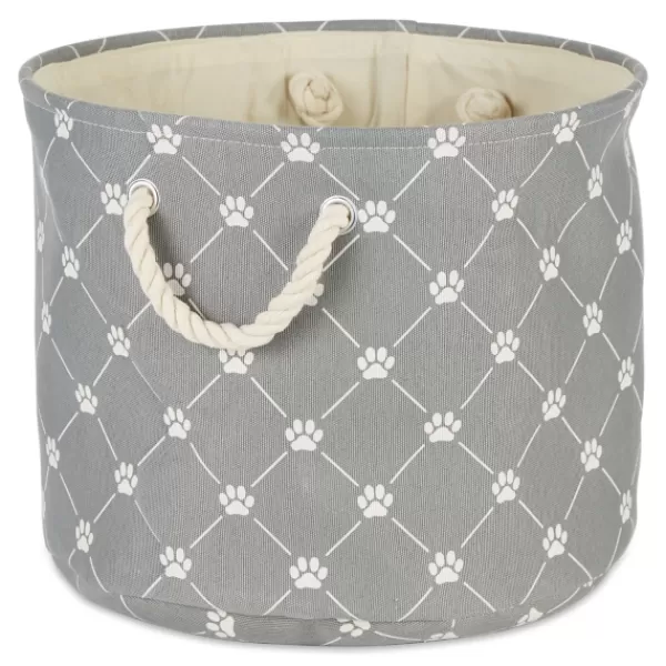 Baskets & Boxes-Kirkland's Home Paw Trellis Round Basket, 18 In. Gray