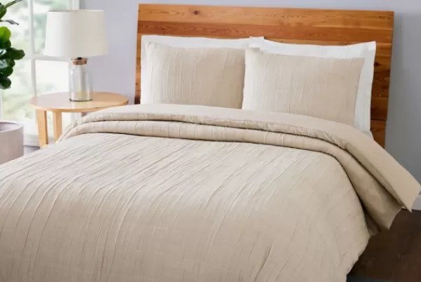 Duvets-Kirkland's Home Peach Textured 3-Pc. King Duvet Set Tan