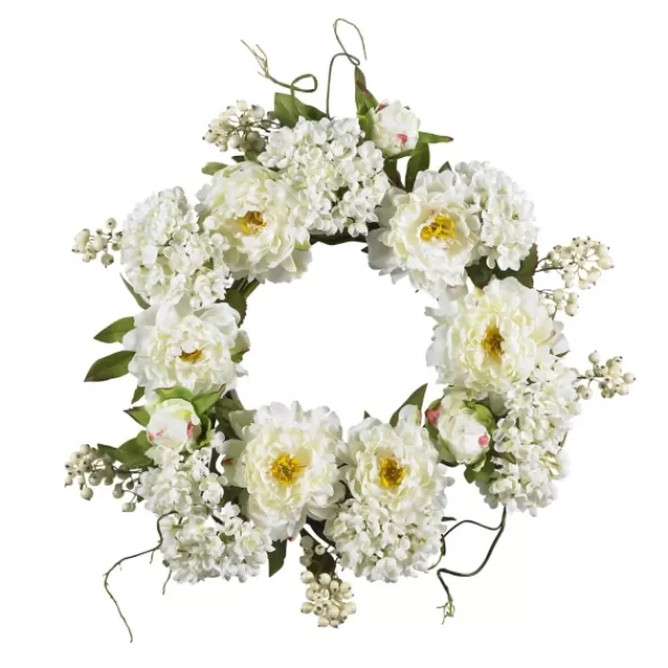 Wreaths-Kirkland's Home Peony And Hydrangea Wreath White