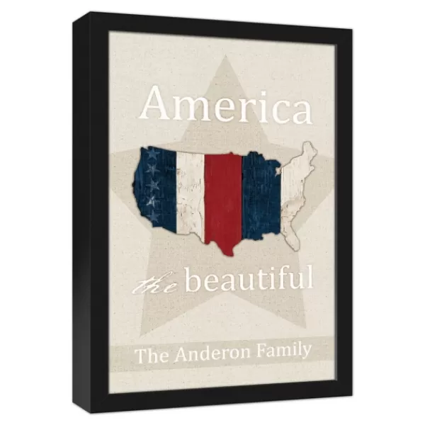 Wall Quotes & Signs-Kirkland's Home Personalized America The Beautiful Canvas Print Tan/Red/Blue