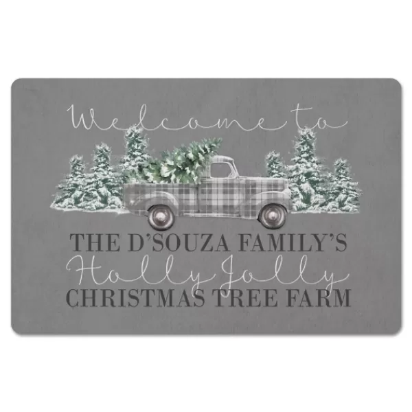 Kitchen & Floor Mats-Kirkland's Home Personalized Christmas Tree Farm Kitchen Mat Gray