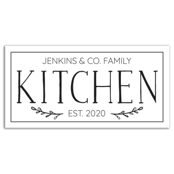 Wall Quotes & Signs-Kirkland's Home Personalized Family Kitchen Co. Canvas Wall Plaque Black/White