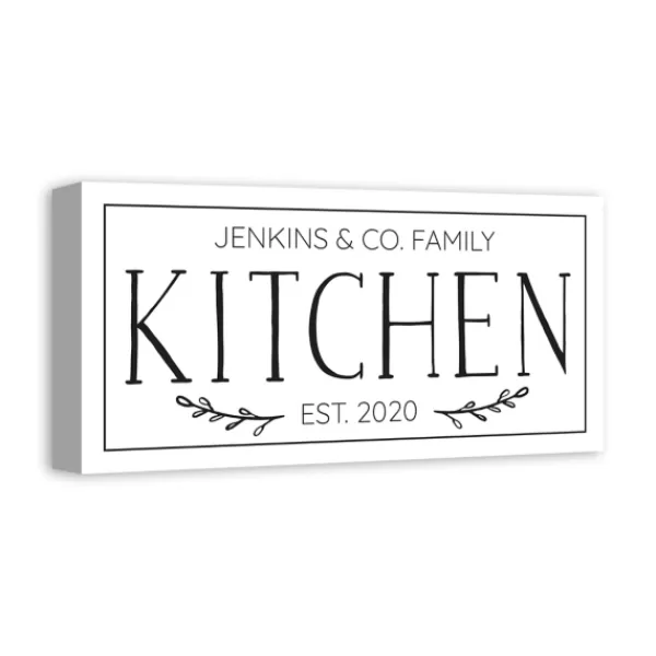 Wall Quotes & Signs-Kirkland's Home Personalized Family Kitchen Co. Canvas Wall Plaque Black/White