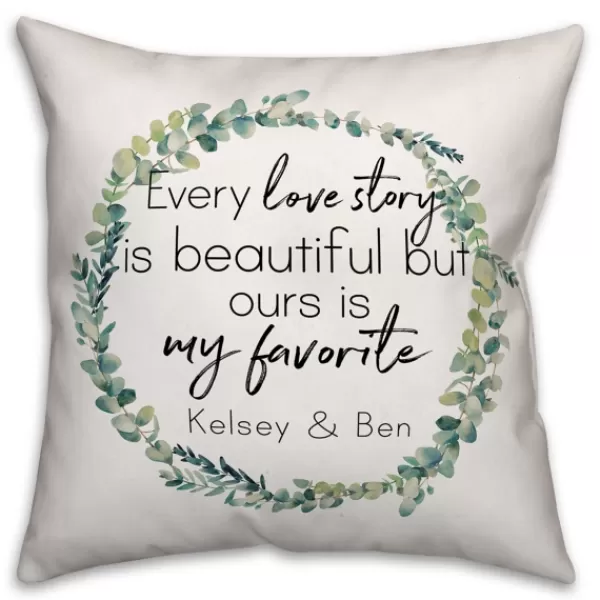 Pillows-Kirkland's Home Personalized Favorite Love Story Pillow White/Green