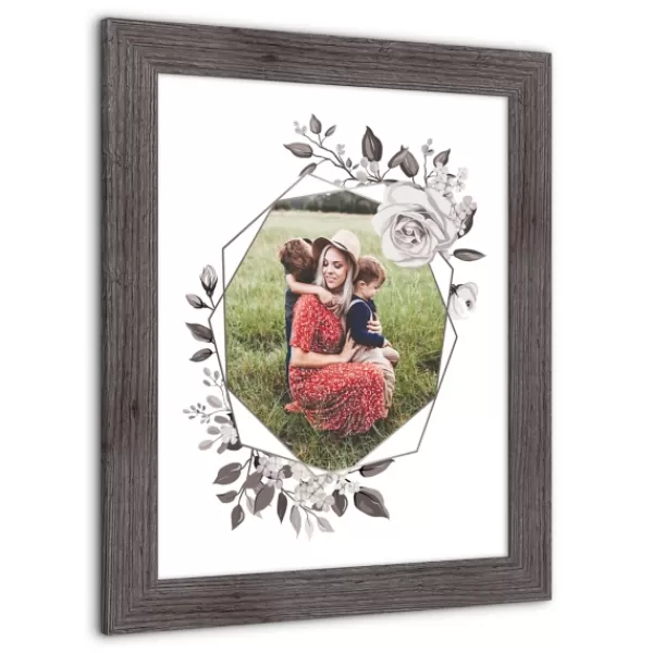 Wall Plaques-Kirkland's Home Personalized Gray Floral Framed Wall Plaque White/Gray