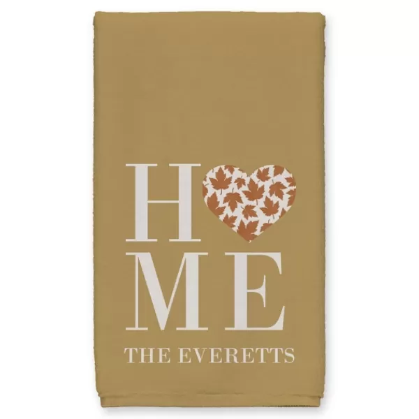 Blankets & Throws-Kirkland's Home Personalized Home With Heart 2-Pc. Harvest Towels Orange/White/Tan