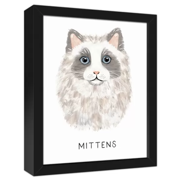 Wall Quotes & Signs-Kirkland's Home Personalized Long Hair Gray Cat Canvas Wall Plaque Gray/White
