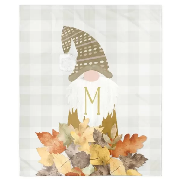 Blankets & Throws-Kirkland's Home Personalized Monogram Gnome Harvest Throw Blanket Brown/Yellow/White