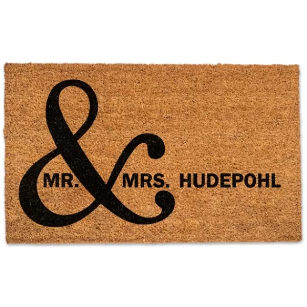 Doormats-Kirkland's Home Personalized Mr. & Mrs. Coir Doormat Tan/Black