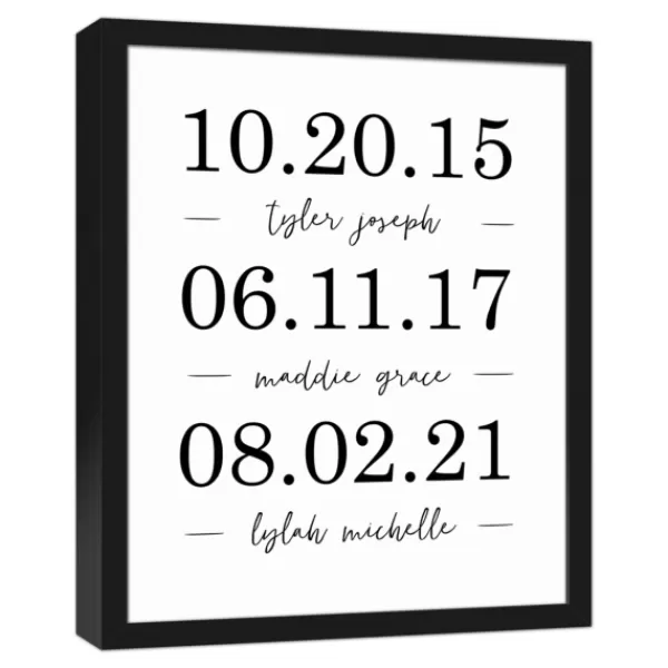 Wall Quotes & Signs-Kirkland's Home Personalized Names & Dates Framed Canvas Print White/Black