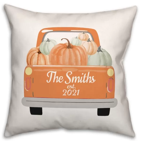 Pillows-Kirkland's Home Personalized Orange Pumpkin Truck Pillow Ivory/Orange