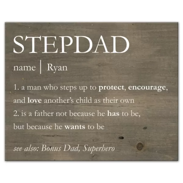 Wall Quotes & Signs-Kirkland's Home Personalized Stepdad Definition Canvas Wall Plaque Brown/White