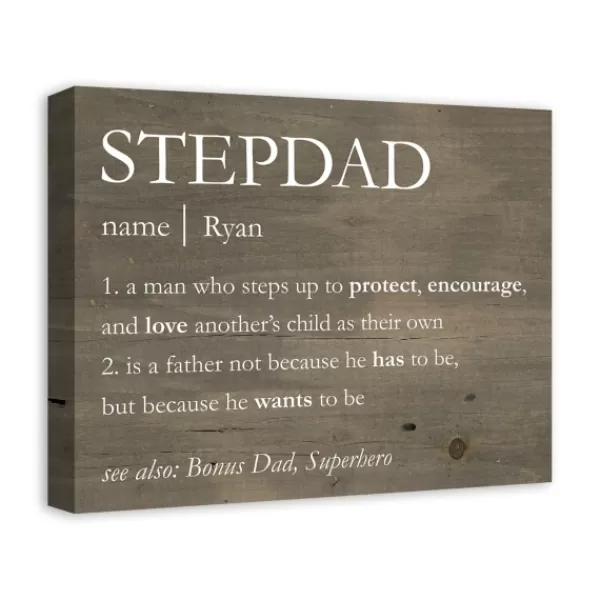 Wall Quotes & Signs-Kirkland's Home Personalized Stepdad Definition Canvas Wall Plaque Brown/White